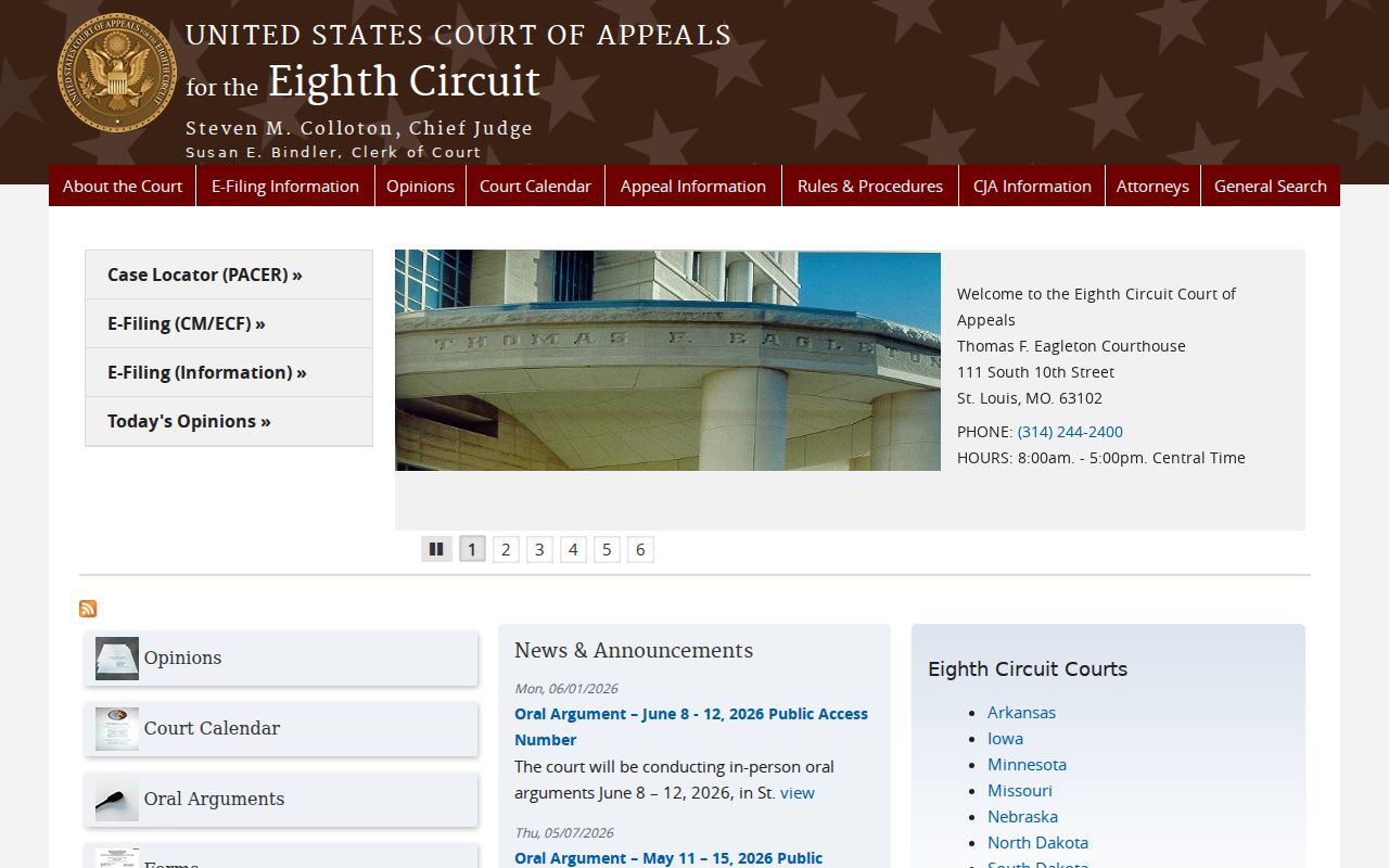 Hendrum court docket source for Eighth Circuit court records