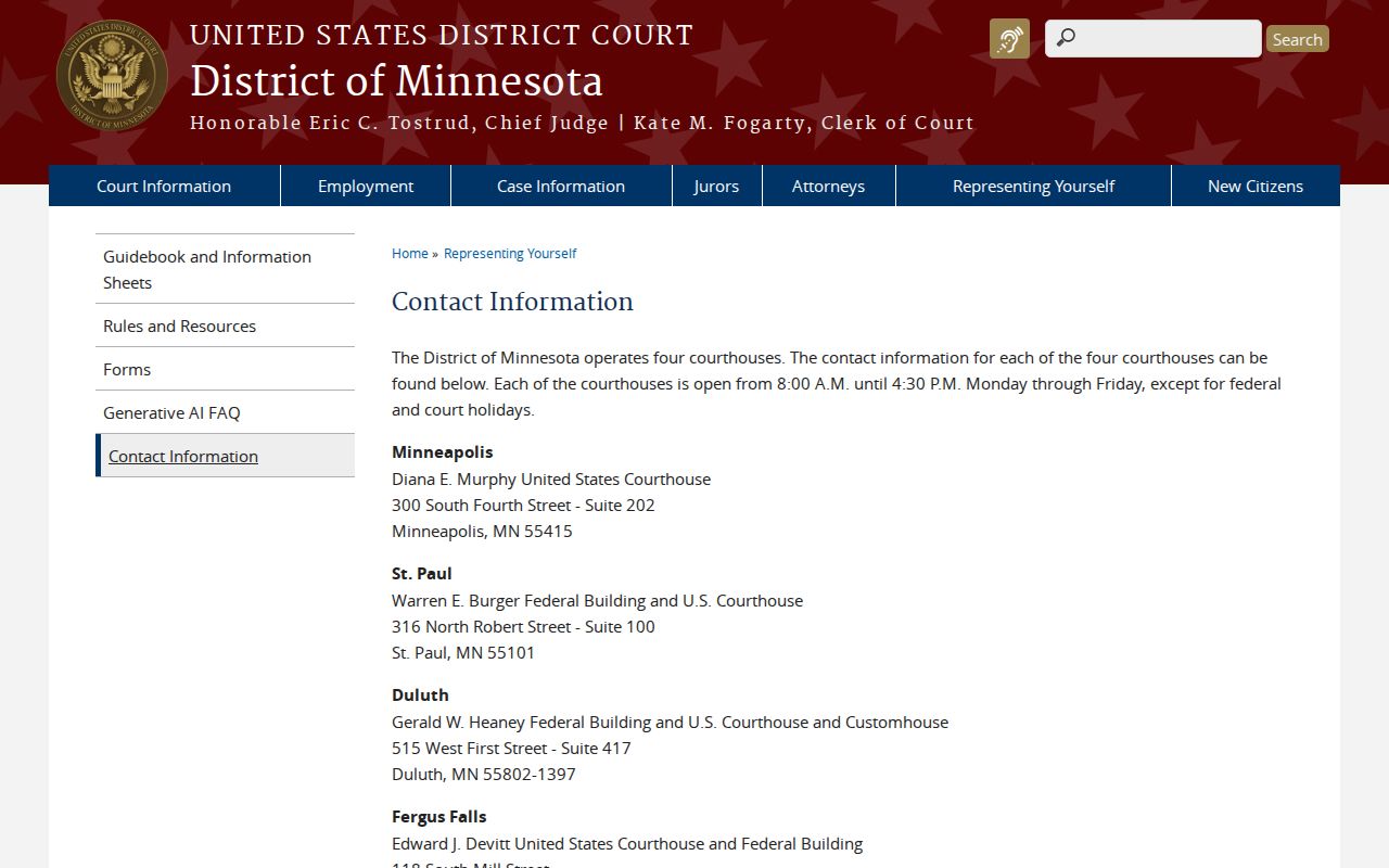 Hendrum court docket source for federal courthouse contact records