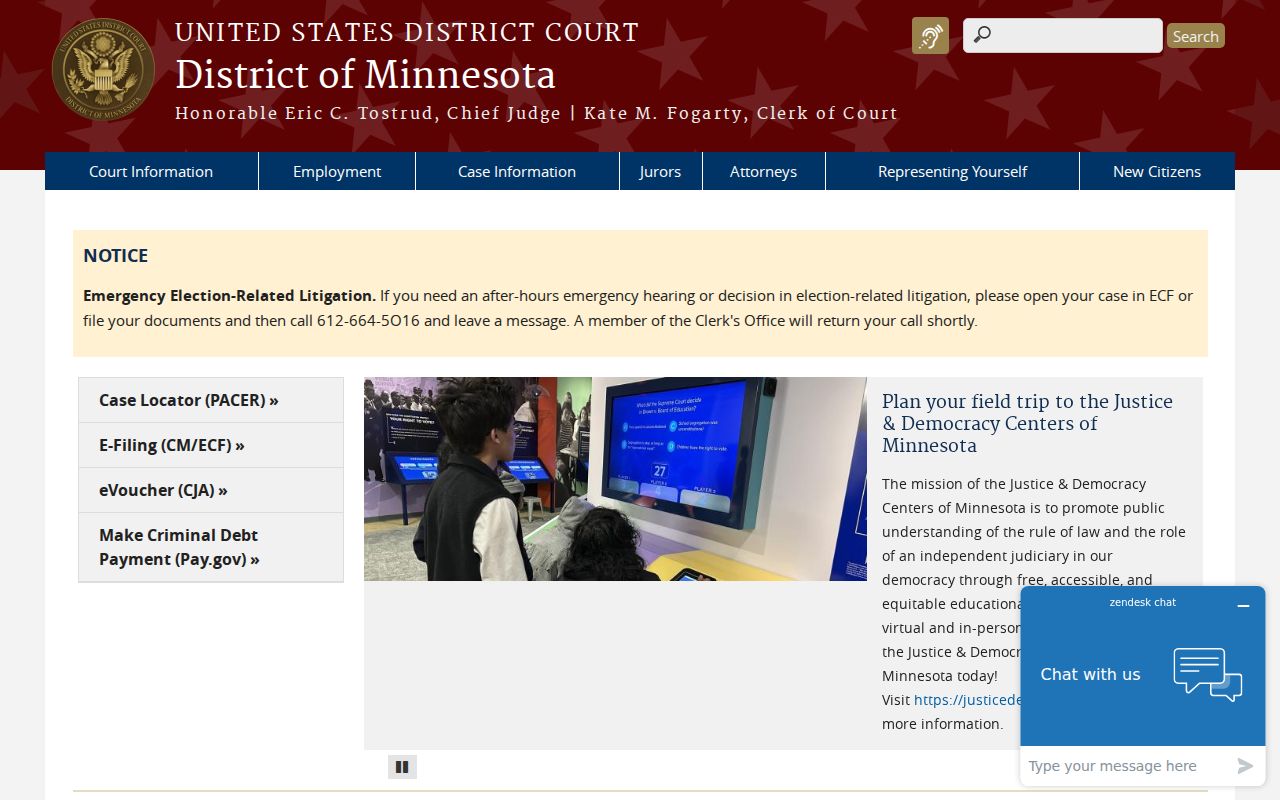 Hendrum court docket source for District of Minnesota federal court records