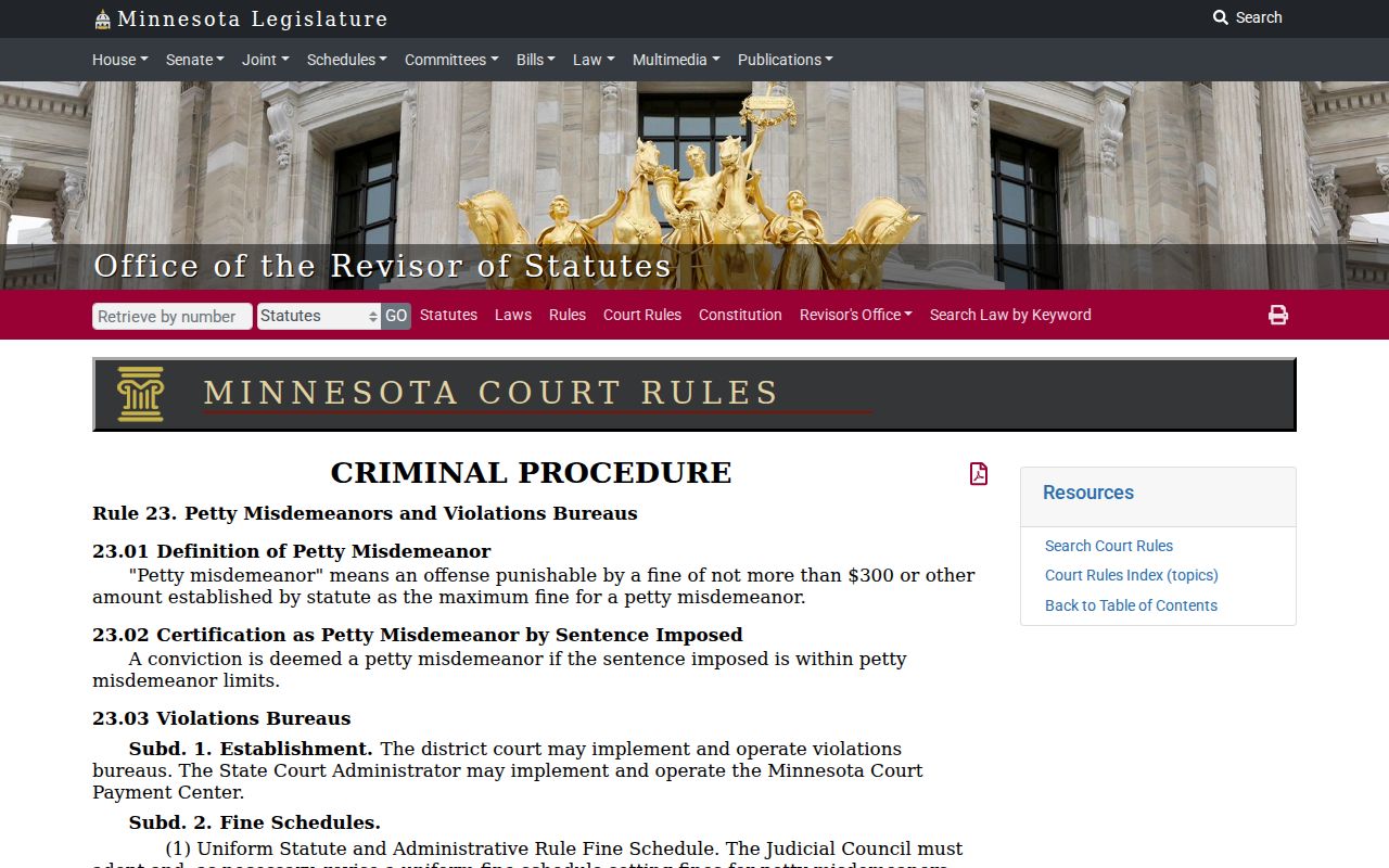 Norman County criminal docket Minnesota Rule 23 source