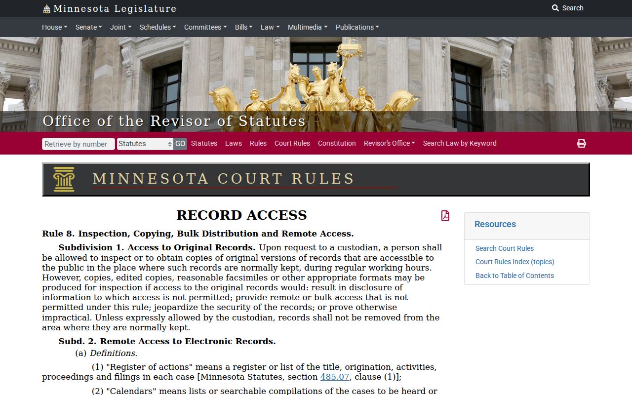 Norman County court records Rule 8 remote access source